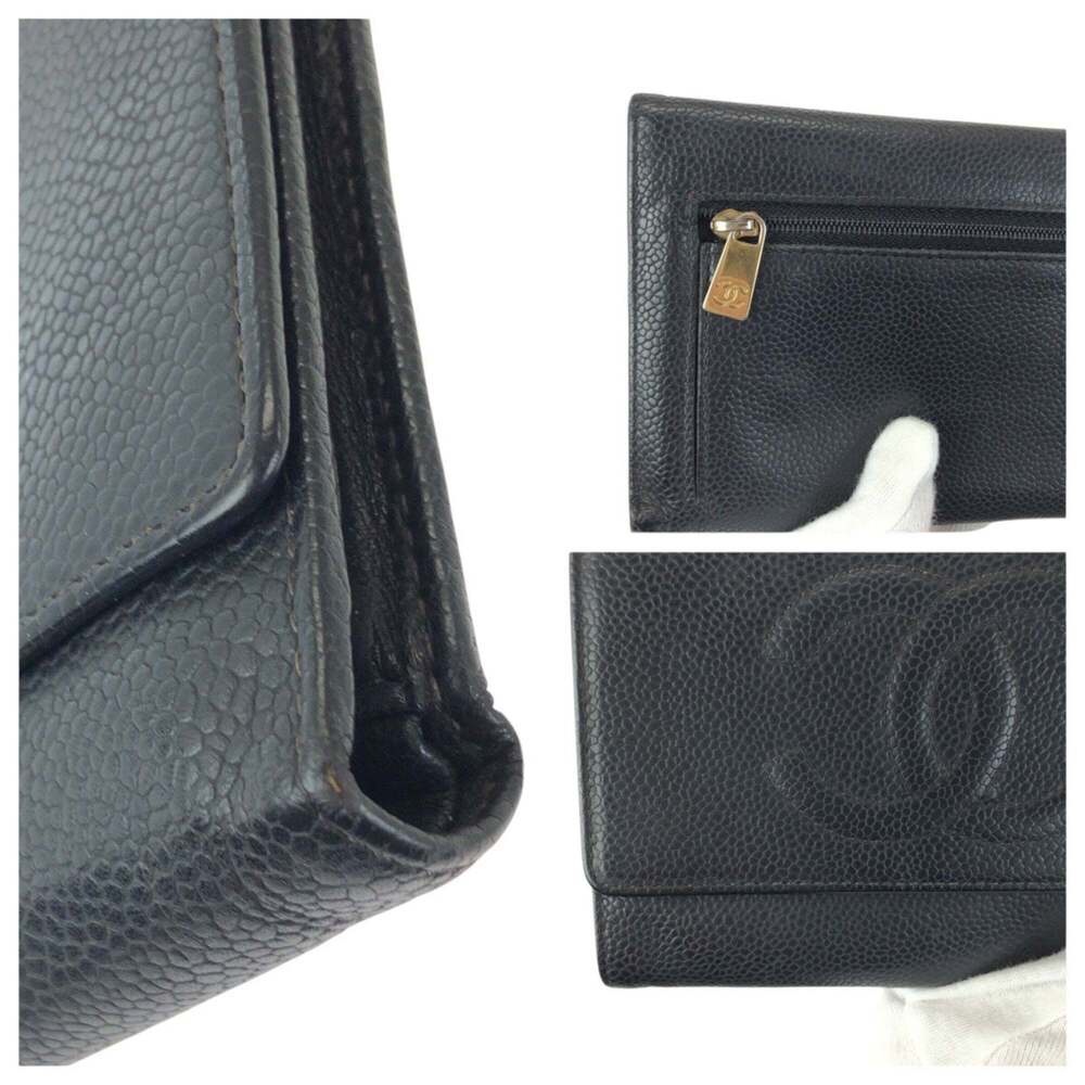 CHANEL Vintage Black Caviar Leather Logo Wallet - Picture 6 of 10